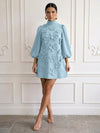 Jersey A-Line High Neck Cocktail Dresses with 3D Flowers