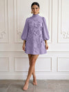 Jersey A-Line High Neck Cocktail Dresses with 3D Flowers