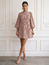 Jersey A-Line High Neck Cocktail Dresses with 3D Flowers