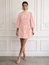Jersey A-Line High Neck Cocktail Dresses with 3D Flowers