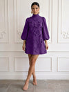 Jersey A-Line High Neck Cocktail Dresses with 3D Flowers