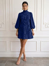 Jersey A-Line High Neck Cocktail Dresses with 3D Flowers