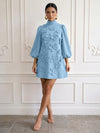 Jersey A-Line High Neck Cocktail Dresses with 3D Flowers