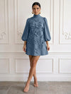 Jersey A-Line High Neck Cocktail Dresses with 3D Flowers