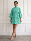 Jersey A-Line High Neck Cocktail Dresses with 3D Flowers