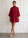 Jersey A-Line High Neck Cocktail Dresses with 3D Flowers