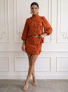 2 Pieces Jersey Sheath High Neck Cocktail Dresses with 3D Flowers
