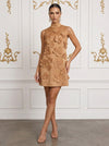 Jersey A-Line High Neck Cocktail Dresses with 3D Flowers