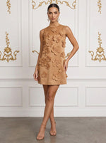 Jersey A-Line High Neck Cocktail Dresses with 3D Flowers