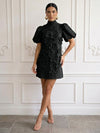 Jersey A-Line High Neck Cocktail Dresses with 3D Flowers