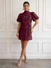 Jersey A-Line High Neck Cocktail Dresses with 3D Flowers