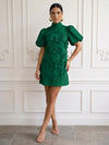 Jersey A-Line High Neck Cocktail Dresses with 3D Flowers