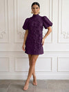 Jersey A-Line High Neck Cocktail Dresses with 3D Flowers