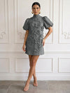 Jersey A-Line High Neck Cocktail Dresses with 3D Flowers