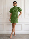 Jersey A-Line High Neck Cocktail Dresses with 3D Flowers