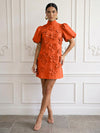 Jersey A-Line High Neck Cocktail Dresses with 3D Flowers
