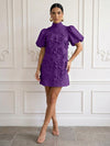 Jersey A-Line High Neck Cocktail Dresses with 3D Flowers