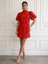 Jersey A-Line High Neck Cocktail Dresses with 3D Flowers