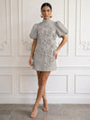 Jersey A-Line High Neck Cocktail Dresses with 3D Flowers