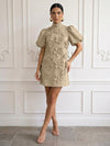 Jersey A-Line High Neck Cocktail Dresses with 3D Flowers