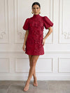 Jersey A-Line High Neck Cocktail Dresses with 3D Flowers