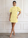Jersey A-Line High Neck Cocktail Dresses with 3D Flowers