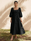 Jersey A-Line Square Neck Cocktail Dresses with 3D Flowers
