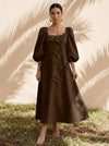 Jersey A-Line Square Neck Cocktail Dresses with 3D Flowers