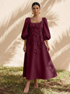 Jersey A-Line Square Neck Cocktail Dresses with 3D Flowers