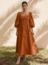 Jersey A-Line Square Neck Cocktail Dresses with 3D Flowers