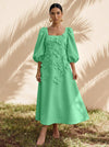 Jersey A-Line Square Neck Cocktail Dresses with 3D Flowers