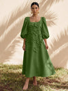 Jersey A-Line Square Neck Cocktail Dresses with 3D Flowers