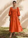 Jersey A-Line Square Neck Cocktail Dresses with 3D Flowers