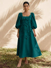 Jersey A-Line Square Neck Cocktail Dresses with 3D Flowers