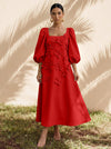 Jersey A-Line Square Neck Cocktail Dresses with 3D Flowers