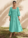 Jersey A-Line Square Neck Cocktail Dresses with 3D Flowers