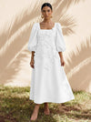 Jersey A-Line Square Neck Cocktail Dresses with 3D Flowers
