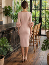 Jersey Bodycon Boat Neck  Cocktail Dresses with 3D Flowers