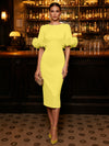 Jersey Sheath Boat Neck  Cocktail Dresses with Luxurious Fluffy Feather Cuff Details