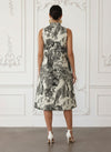 Jacquard A-Line High Neck Cocktail Dresses with Floral Print