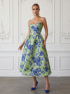 Jacquard A-Line Strapless Cocktail Dresses with Corset Bodice
