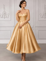 Satin A-Line Spaghetti Straps Cocktail Dresses with Corset Bodice
