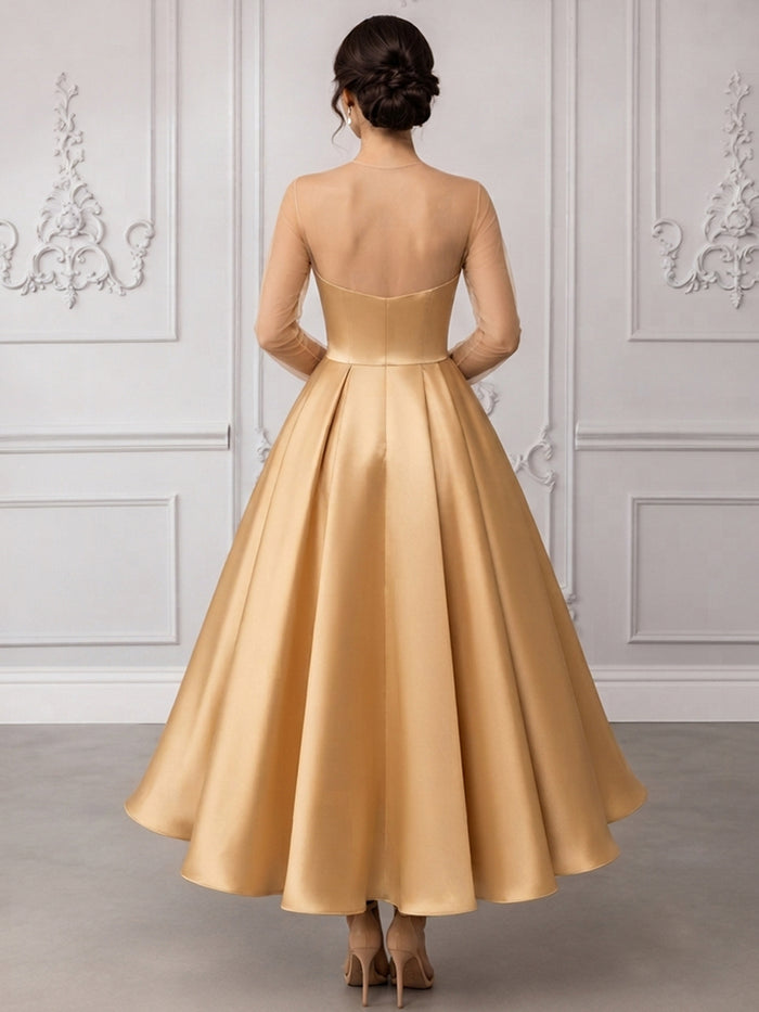 Satin A-Line Spaghetti Straps Cocktail Dresses with Corset Bodice