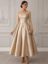 Satin A-Line Crew Neck Cocktail Dresses with Elegant Illusion Bateau Neckline