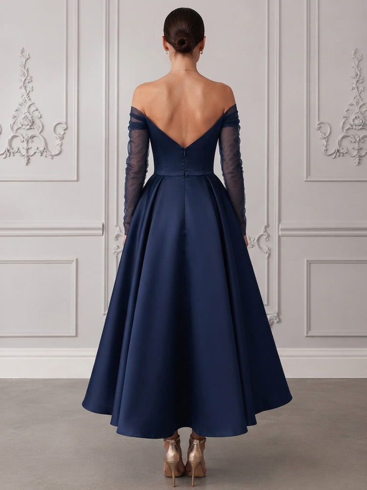 Satin A-Line Sweetheart Cocktail Dresses with Pleated