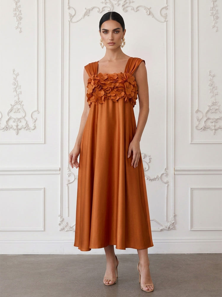 Satin A-Line Off Shoulder Cocktail Dresses with 3D Flowers