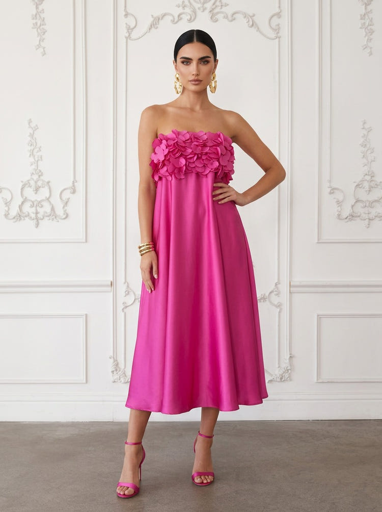 Satin A-Line Off Shoulder Cocktail Dresses with 3D Flowers