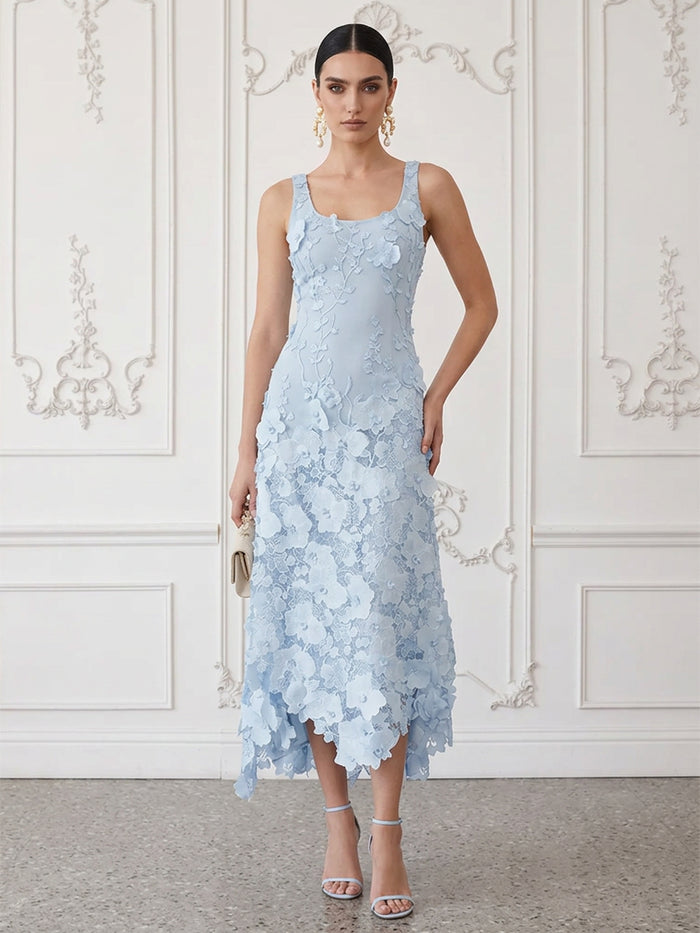 Lace Appliques A-Line Square Neck Cocktail Dresses with Asymmetrical Hem