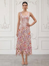 Tulle Sheath U-Neck Cocktail Dresses with 3D Flowers