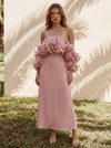 Chiffon A-Line Strapless Cocktail Dresses with 3D Flowers